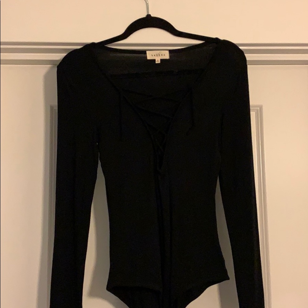 Black lace up body suit